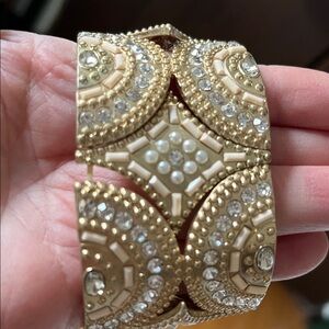 Loft Moroccan - inspired golden bracelet with rhinestones and pearls. Cuff